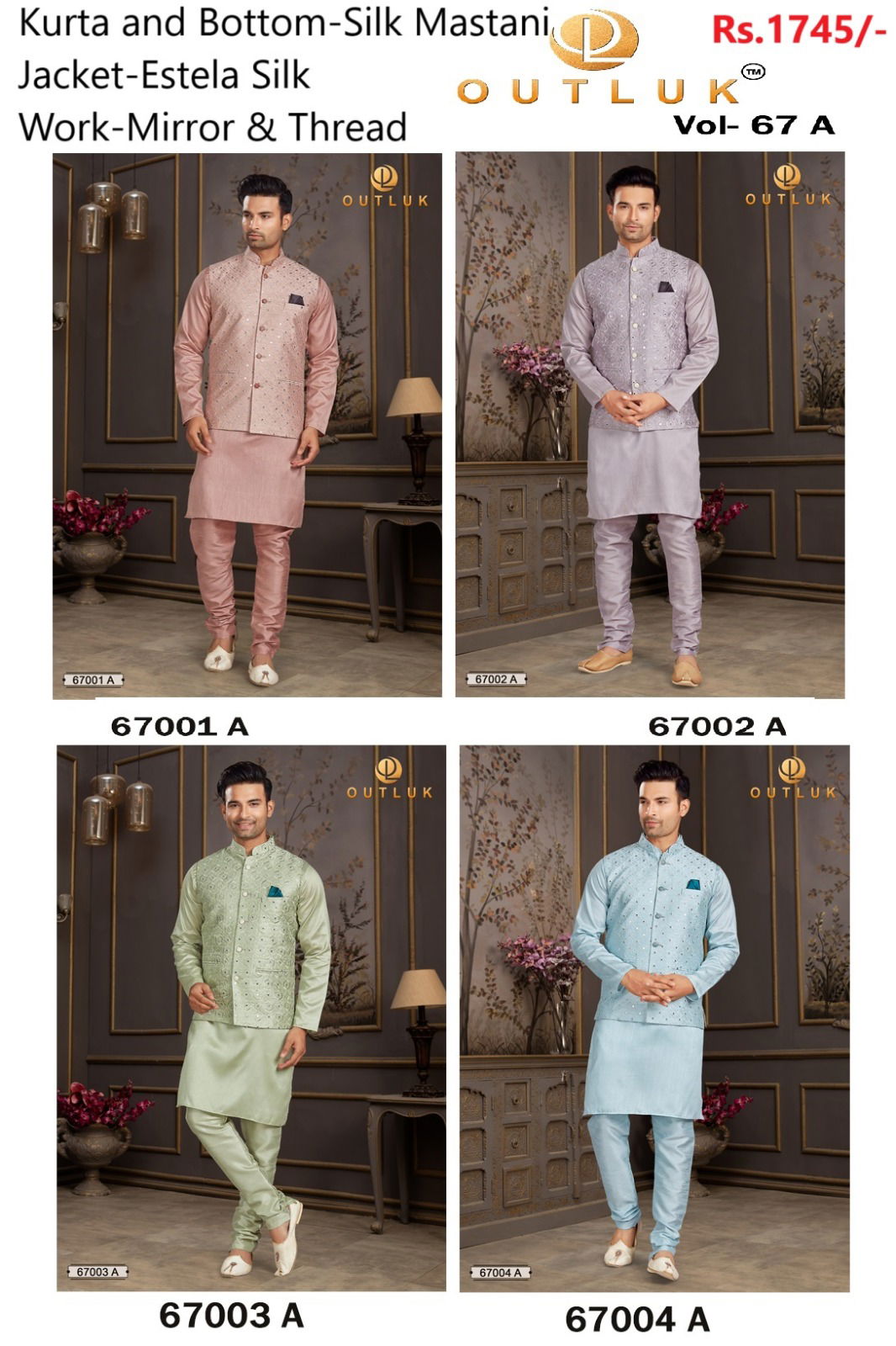 Outluk Vol 67 A Exclusive Wear Wholesale Kurta Pajama With Jacket